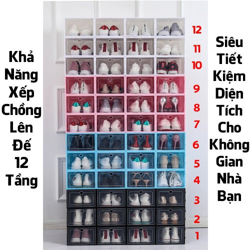 10 Hộp Box Đựng Để Giày Dép Nam Nữ, Mẹ Và Bé Bằng Nhựa Cứng Mica Trong Suốt Đồ Cao Cấp Giá Rẻ, Để Được Cả Giày Cao Gót n