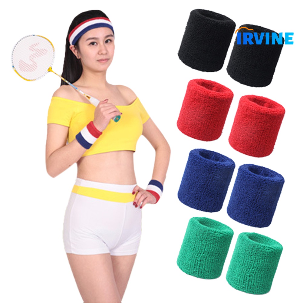 Bộ 2 Khăn Quấn Bảo Vệ Cổ Tay Thấm Hút Mồ Hôi Khi Chơi Thể Thao