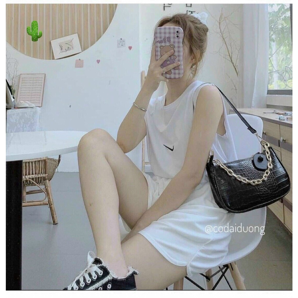 Set kiểu áo tank top 3 lỗ quần sọt đùi kèm áo ống xinh PC60