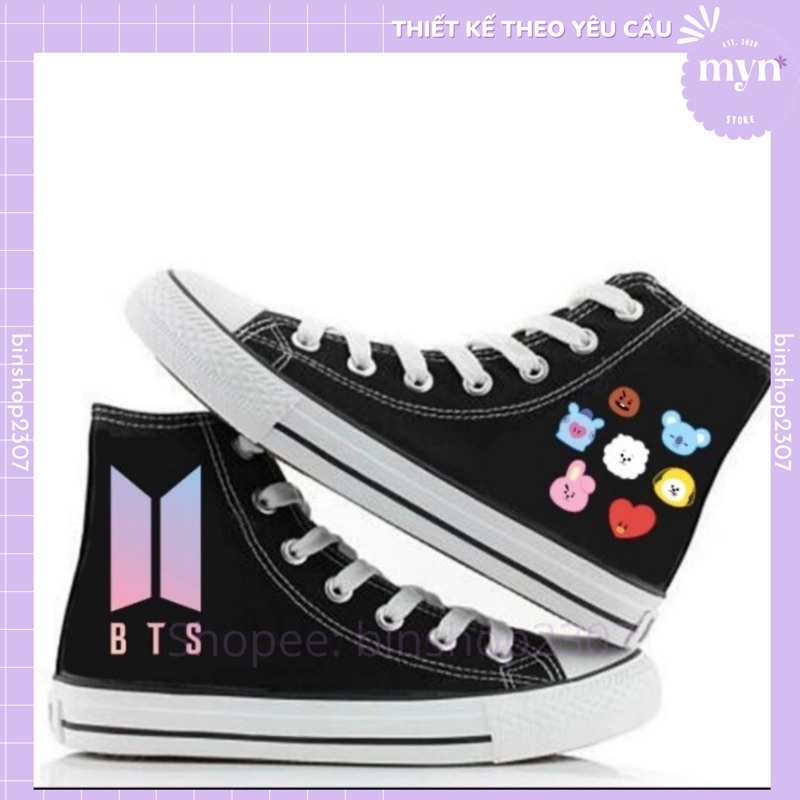 Giày Thể Thao Cổ Cao BTS, BT21 Nhiều Mẫu Đủ Size