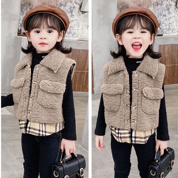 Áo gi lê lông cừu cho bé áo khoác lông giữ nhiệt xinh xắn phong cách hàn quốc 10 -22kg