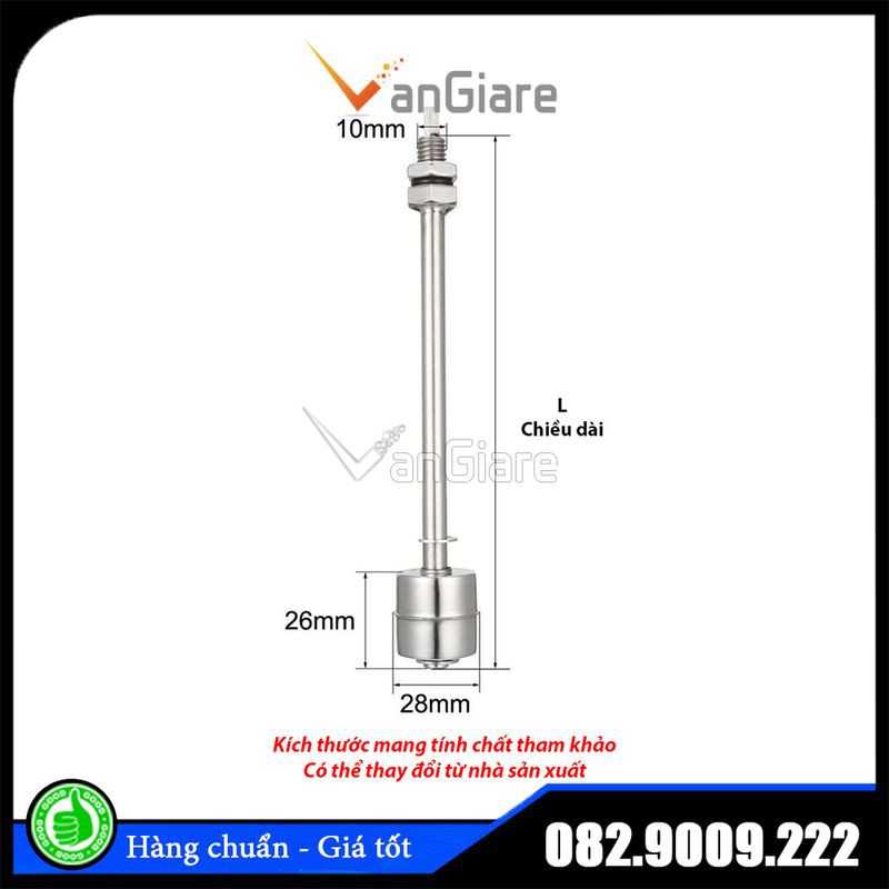 [Phao điện 1 Banh, Đủ size] Công tắc phao cảm biến mực nước inox