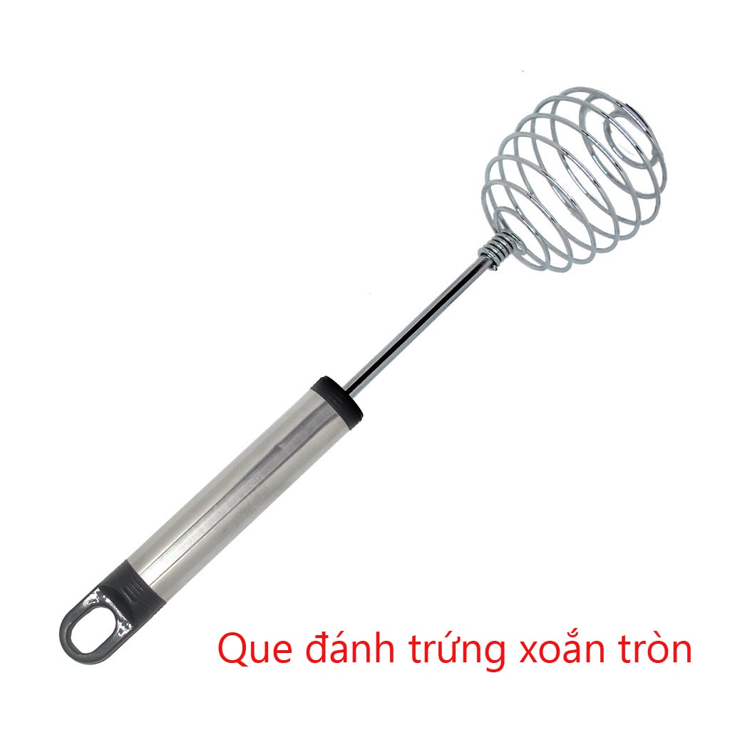 Cây, dụng cụ đánh trứng inox bằng tay hình cầu xoắn