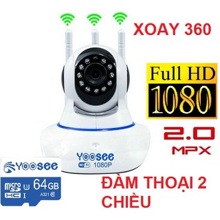 Camera ip yoosee 360, quan sát rõ ngày và đêm, kèm thẻ nhớ