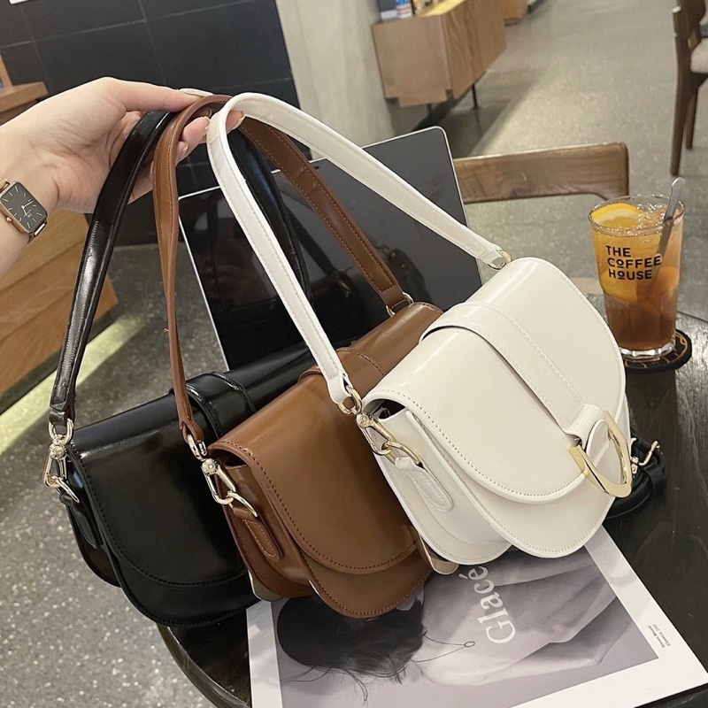 Túi CN.K dáng bầu móng ngựa kẹp nách nữ size 18 hàng chuẩn xịn