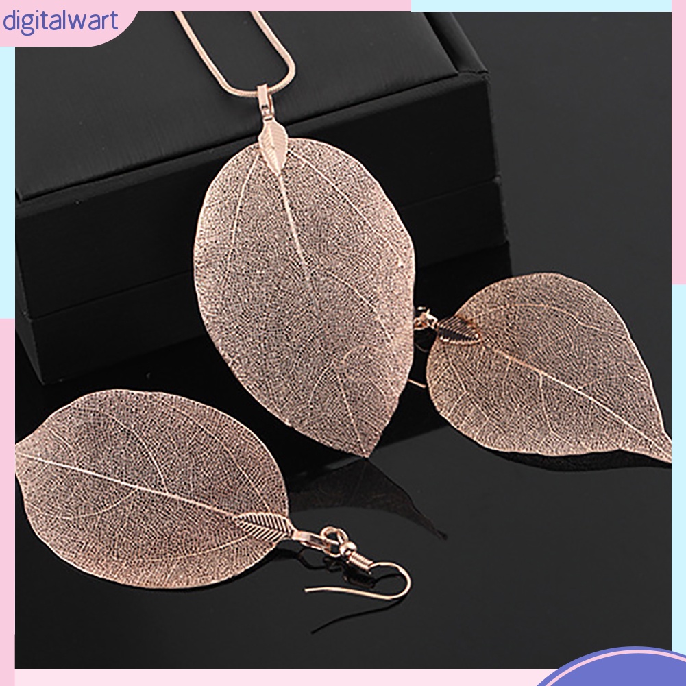 Bộ Dây Chuyền + Bông Tai Hợp Kim Hình Chiếc Lá Thời Trang Dành Cho Nữ