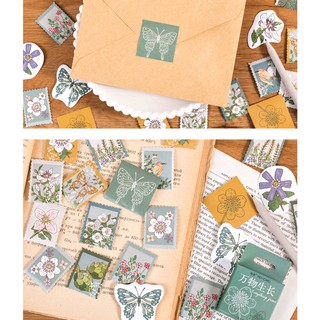 Hộp 46 miếng sticker mẫu con bướm retro