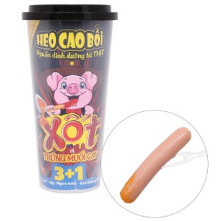 4 hũ Xúc Xích Tiệt Trùng Heo cao bồi Xốt Trứng muối cay 64g
