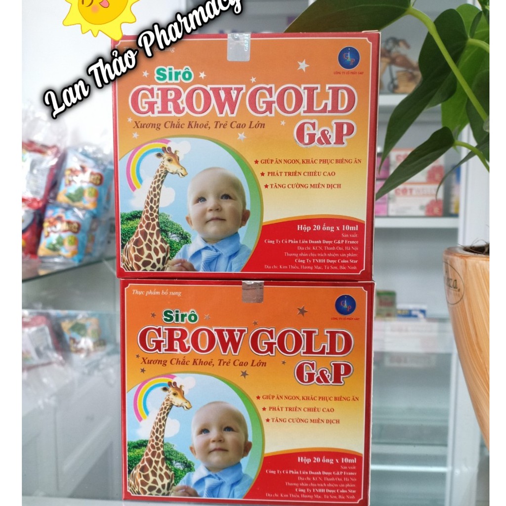 SIRO CANXI GOLD NEW GP HỘP 20 ỐNG GIÚP BÉ ĂN NGON XƯƠNG CHẮC KHỎE - siro grow gold gp