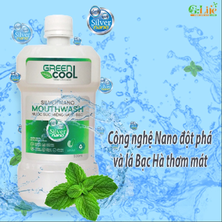 Nước Súc Miệng Nano Bạc Green Cool  Ngăn Ngừa Hôi Miệng và chảy máu chân răng
