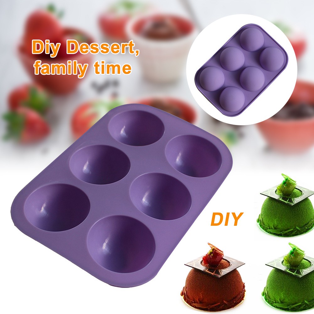 Khuôn Silicone Làm Bánh Hình Bán Cầu 6 Lỗ Tiện Dụng