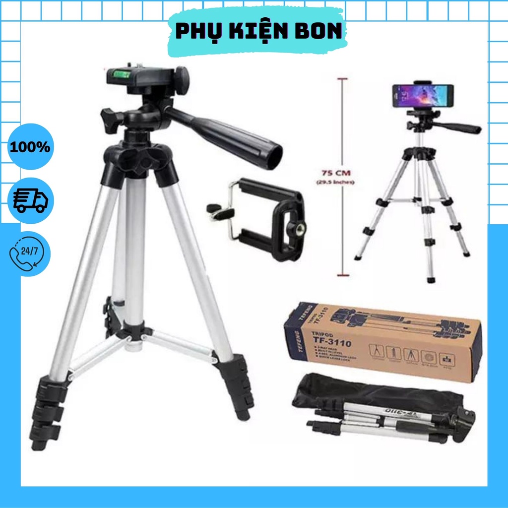 Gậy Tripod 3 Chân Chụp Hình Máy Ảnh, Điện Thoại Tripod TF - 3110,Chụp Ảnh Livetream, Chân Đế Điện Thoại Quay Tiktok