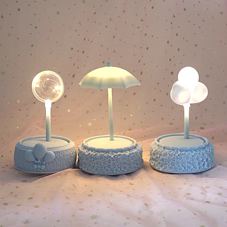 Cartoon Music Lamp Plastic Crafts Lovely Music Small Desk Lamp Music Box Desktop Bedside Small Night Light Home Decoration Star Lamp