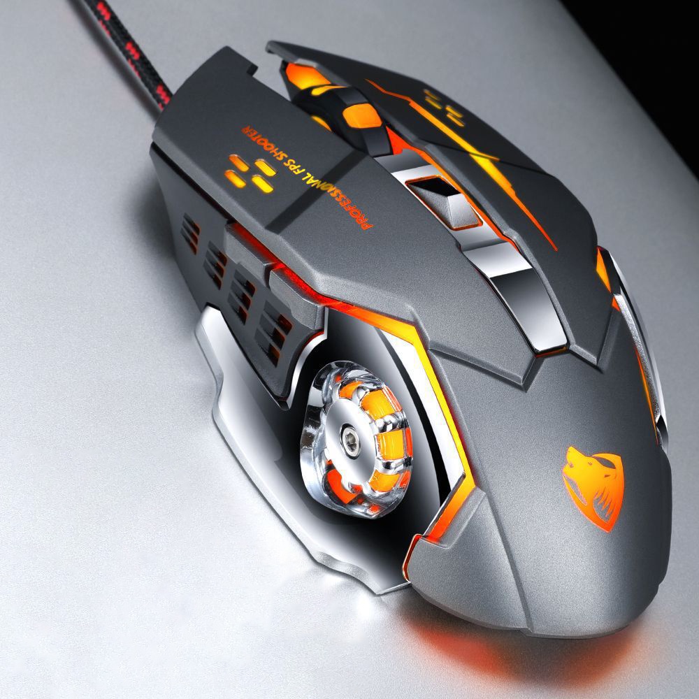 Chuột Gaming Có Dây V6 Có Đèn Full Led Đổi Màu Liên Tục, Siêu Nhạy, Đế Di Kim Loại Chơi Game Cực Đã