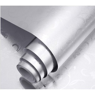 1M Giấy dán bếp khổ rộng 60cm ( có sẵn keo ) - hoa dây bạc mẫu mới