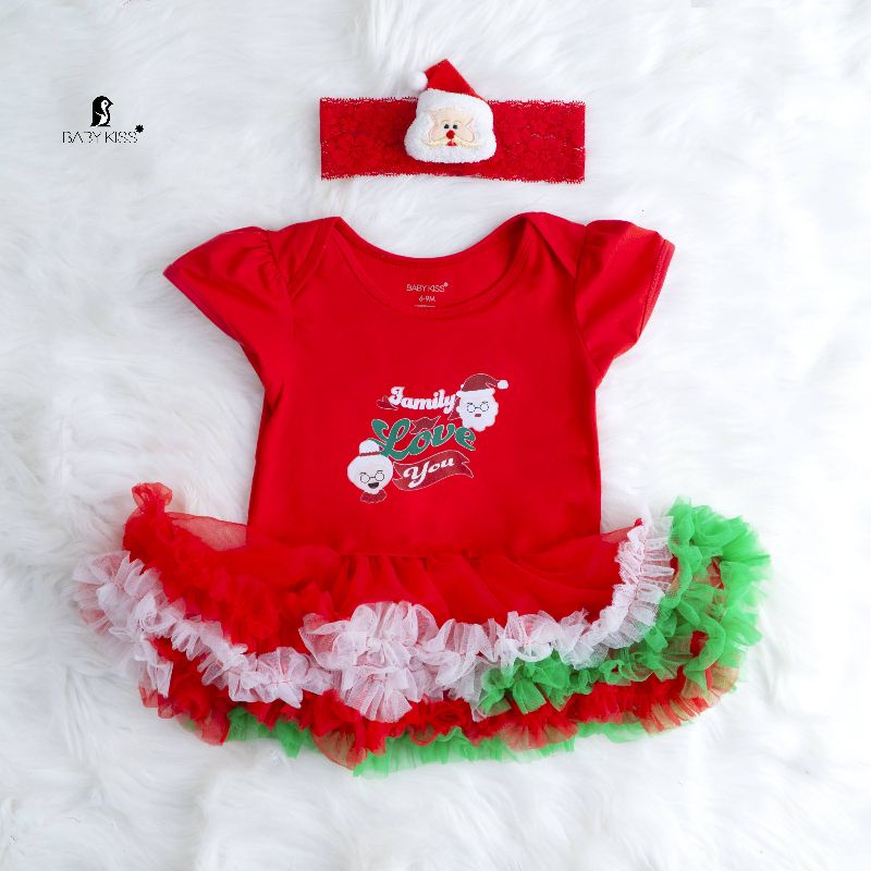 Bodysuit Noel cho bé gái 0-12th Baby Kiss