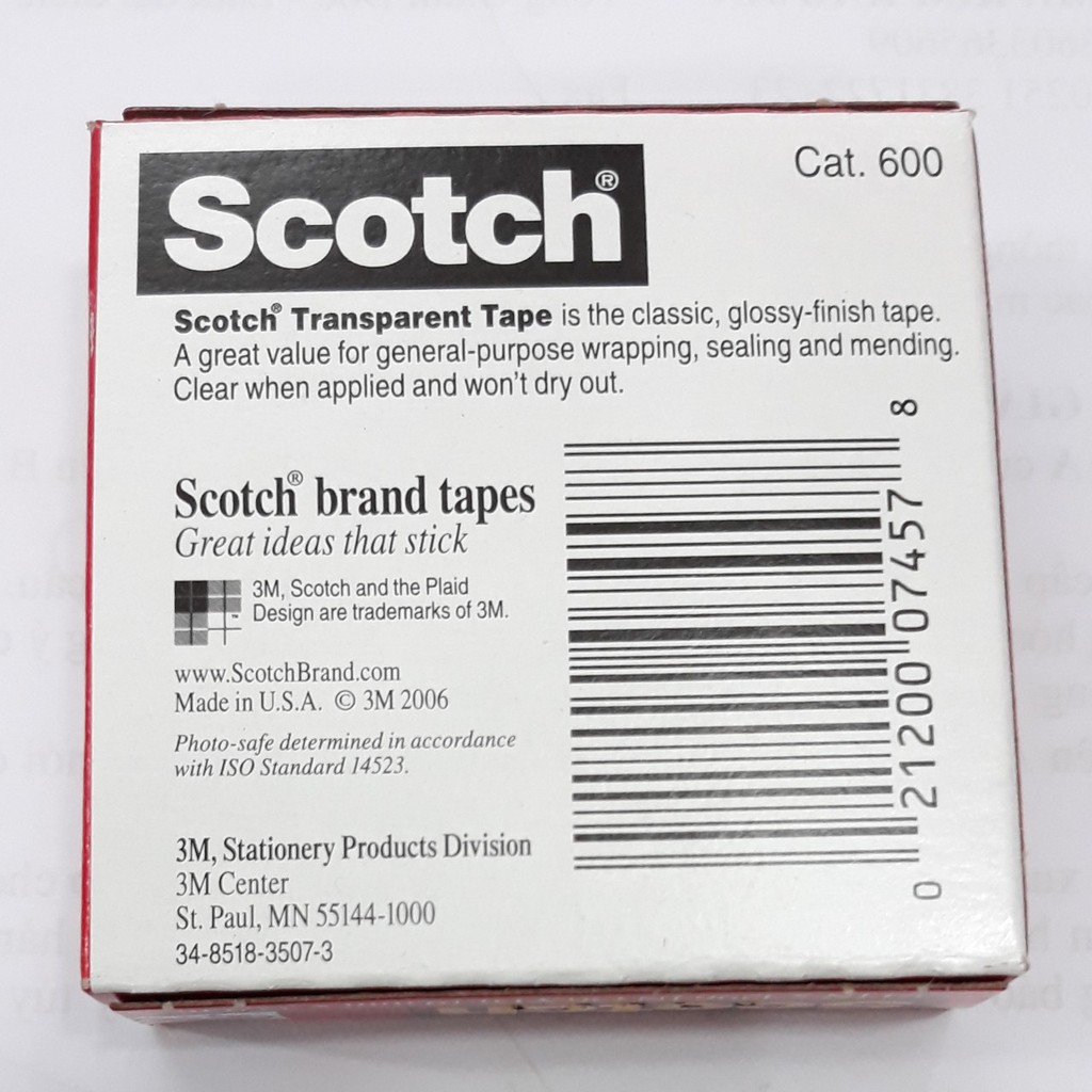 Băng keo 3M 600 Scotch Transparent Tape, 19mmx32,9m