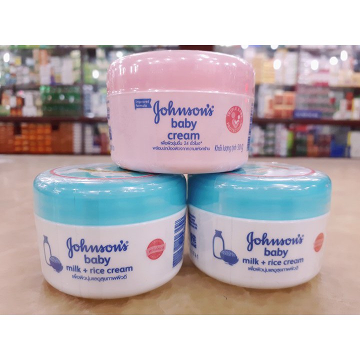 Kem dưỡng da Johnson Baby Cream nắp xanh 50g  hang thái