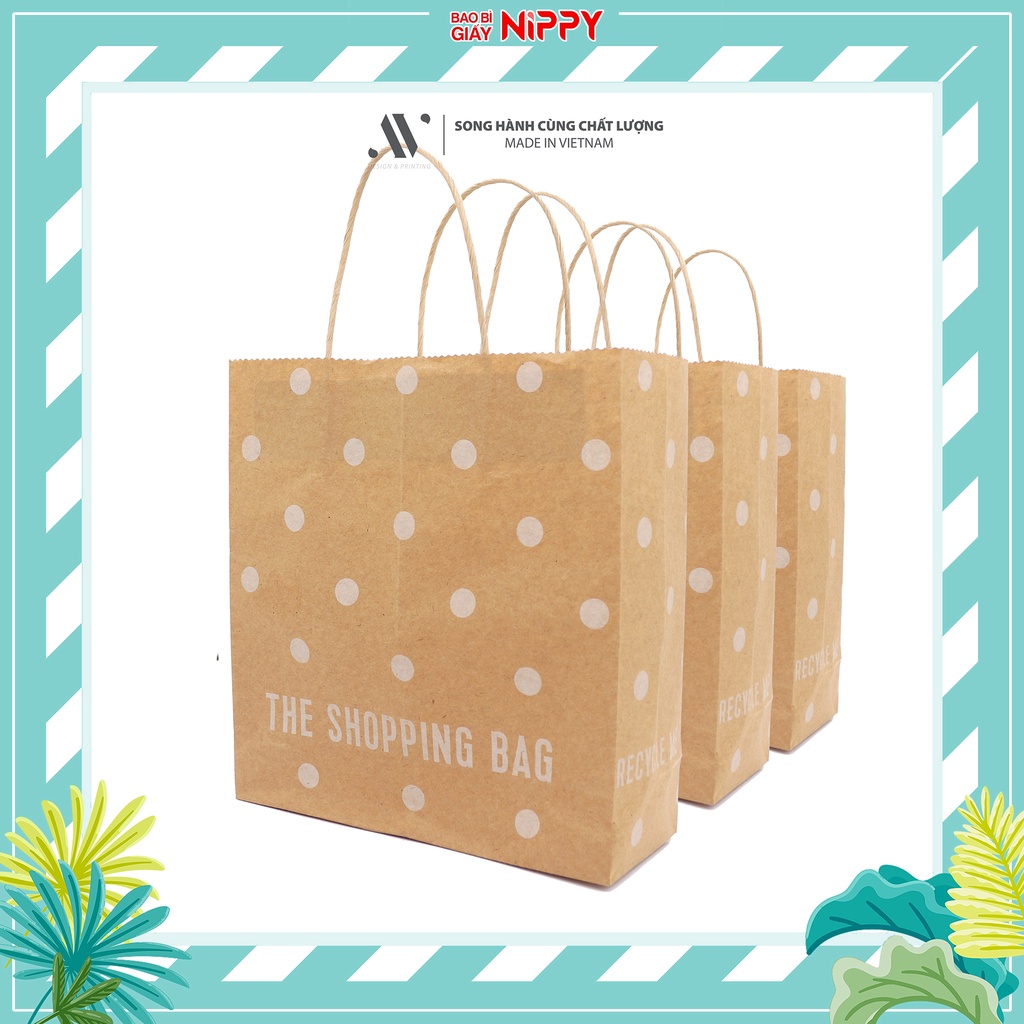 10 Túi giấy kraft The Shopping Bag NIPPY đựng quà tặng quần áo, hoa khô, hàng handmade, mỹ phẩm, nước hoa, tinh dầu ...)