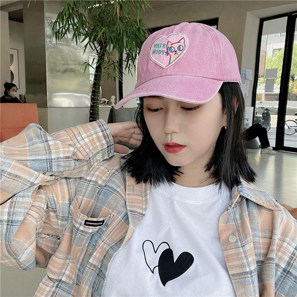 SOMEDAYZL Mũ Lưỡi Trai Thêu Hình Trái Tim Xinh Xắn Cho Nữ