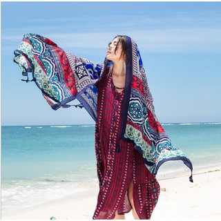 Khăn quàng cổ nữ choàng đi biển thổ cẩm phong cách vintage boho nữ đẹp  cao cấp