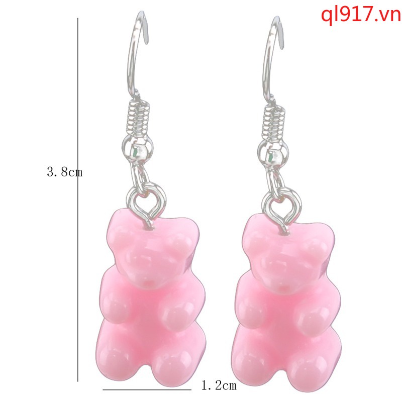 1 Cặp Bông Tai Hình Gấu Gummy Mini Dễ Thương