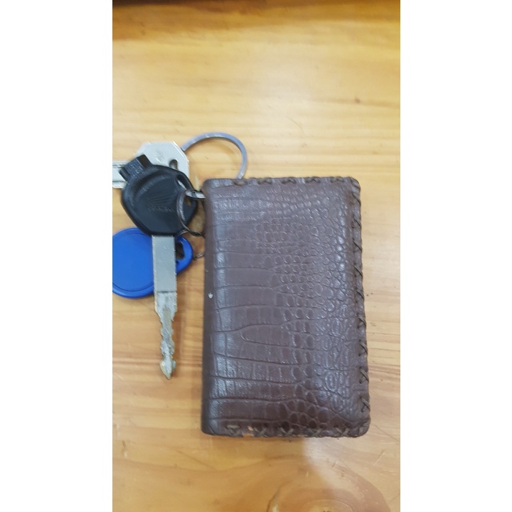 Móc khóa da bò handmade - Móc khóa da - Có ngăn đựng thẻ ATM, thẻ xe,tiền lẻ... - nhiều màu - May thủ công