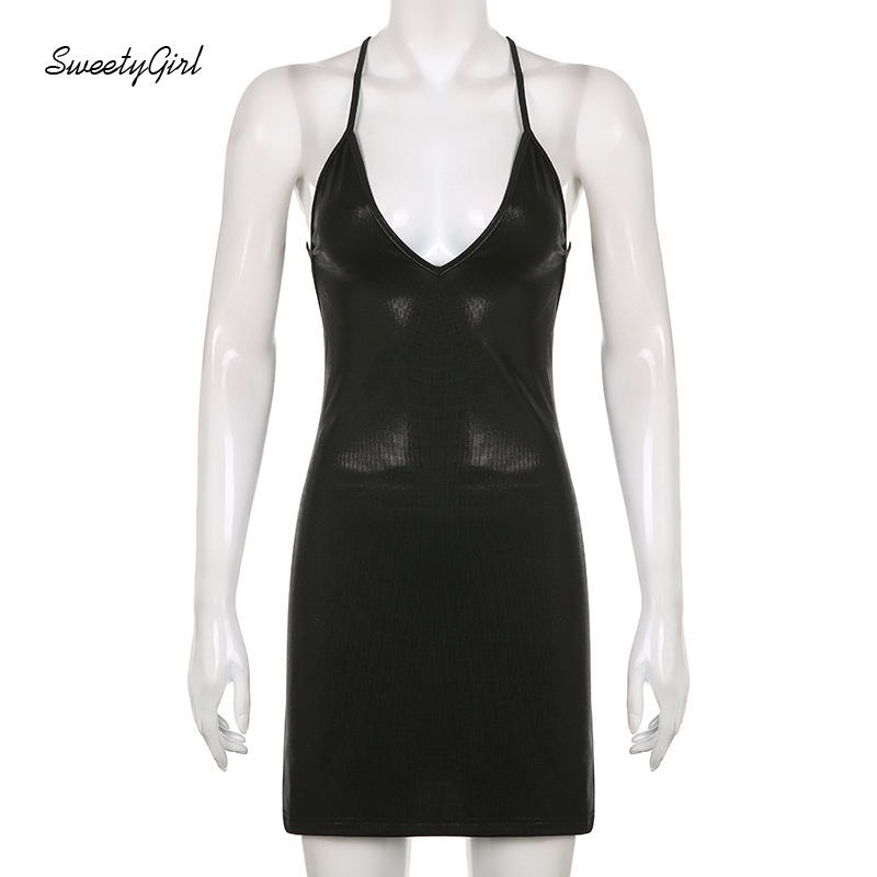 Đầm Hai Dây Mini Cổ Chữ V Màu Trơn Thời Trang 2022 Dành Cho Nữ