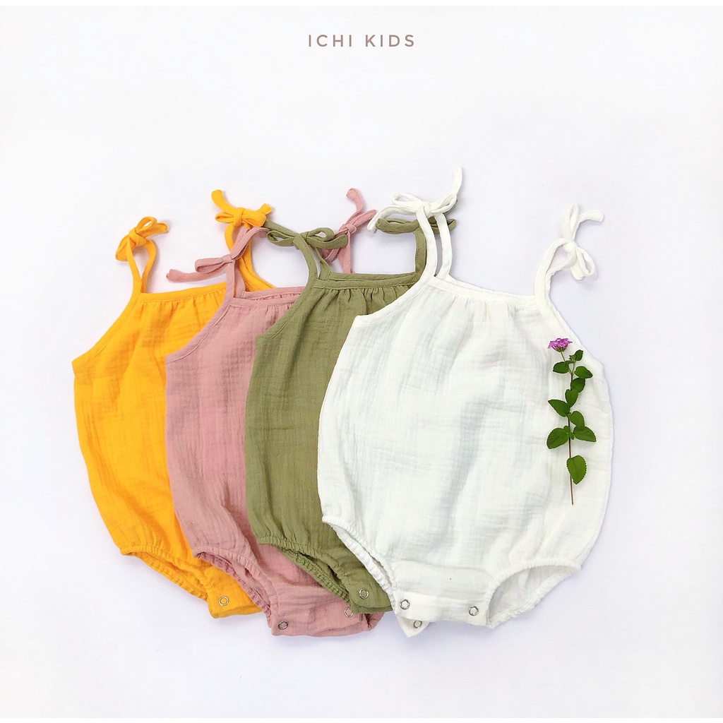 Bodysuit đồ liền thân cho bé gái sơ sinh vải xô muslin