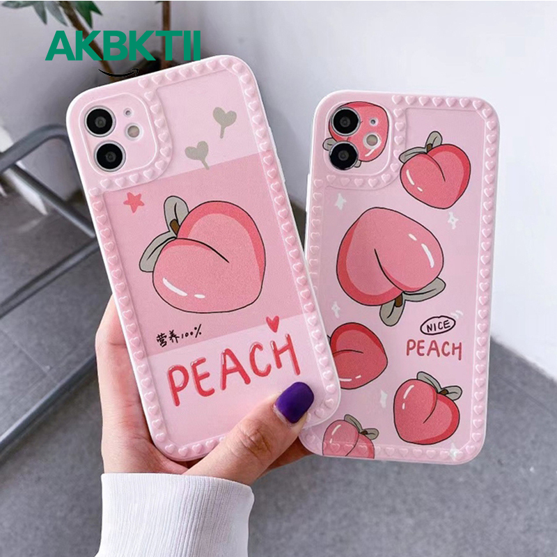 Ốp điện thoại TPU chống sốc viền hình quả đào iPhone 12 12pro 12promax 7plus 8 plus 7 8 X XS XR XSMAX 11 11pro 11promax | BigBuy360 - bigbuy360.vn