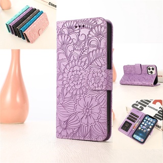 Bao da điện thoại nắp lật có ngăn thẻ in họa tiết dập nổi thích hợp cho Iphone 13 Promax 12