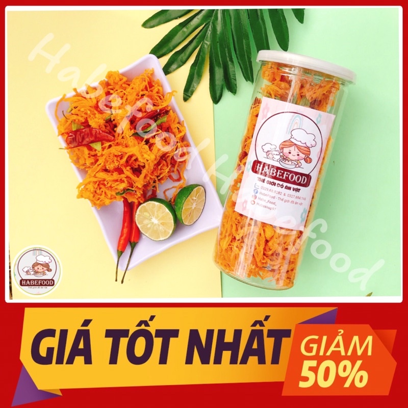 Khô gà lá chanh habe hộp 400gr siêu ngon đậm vị  | đồ ăn vặt habefood