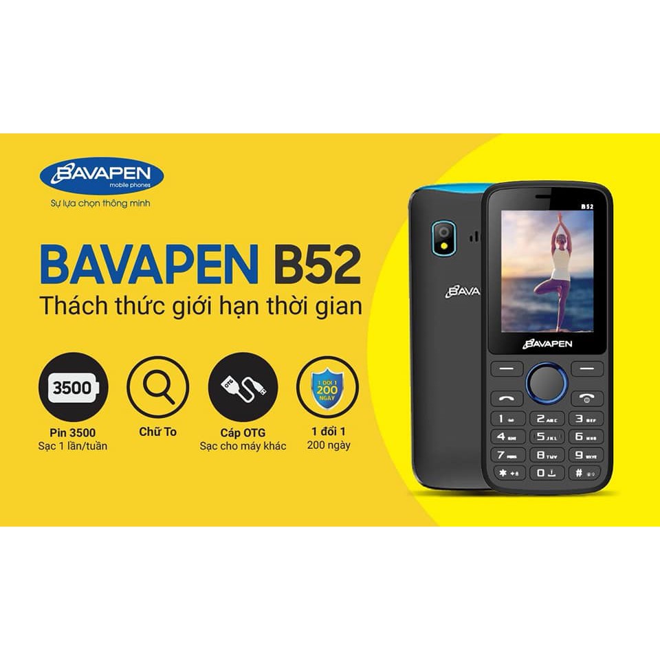 Điện Thoại Bavapen B52 Pin khủng 3500mah Sạc pin cho máy khác , Loa to, Mới nguyên seal - Hàng Chính Hãng | WebRaoVat - webraovat.net.vn