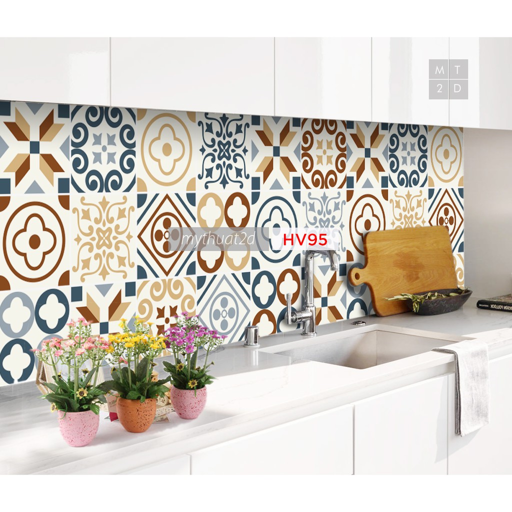 Sét 32 ô Decal gạch bông_Mua 3 set tặng 1 set_decor trang trí tân trang nhà cửa văn phòng quầy quán