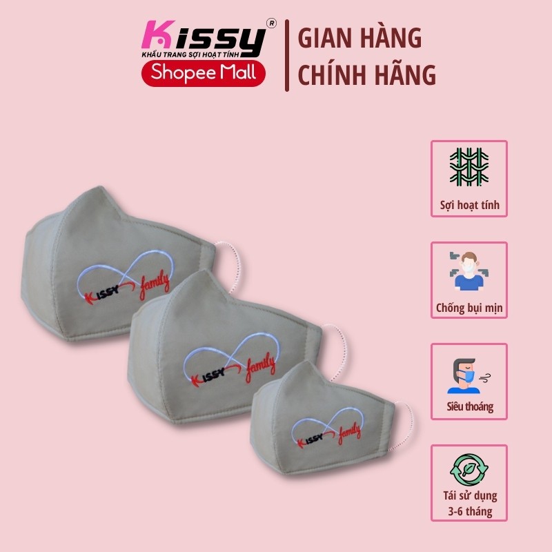 Khẩu Trang Kissy Đồng Phục Gia Đình Mẫu Vải Trơn Cá Tính, Giao Chuẩn Mẫu Và Chuẩn Size