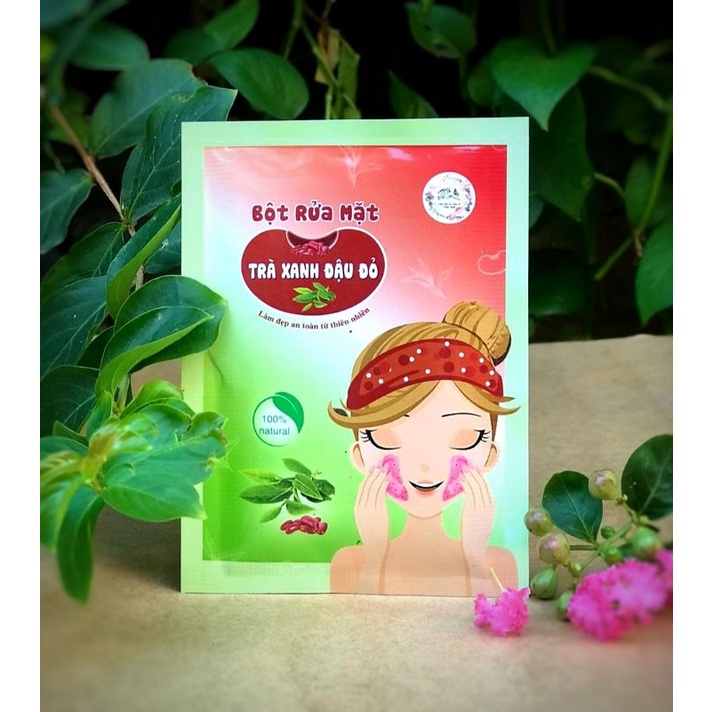 TÚI BỘT RỬA MẶT TRÀ XANH ĐẬU ĐỎ HANDMADE NHÀ BỘT