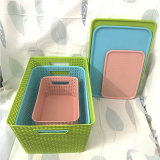 Giỏ Đựng Đồ giả mây phong cách Hàn Quốc / Song Long thùng nhựa đan đủ size nhiều mầu