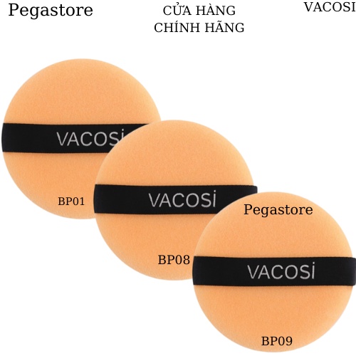 Bông trang điểm Vacosi - bông phấn khô tròn BP01 (nhỏ) - Vacosi BP08 (trung) - Vacosi BP09 (lớn)