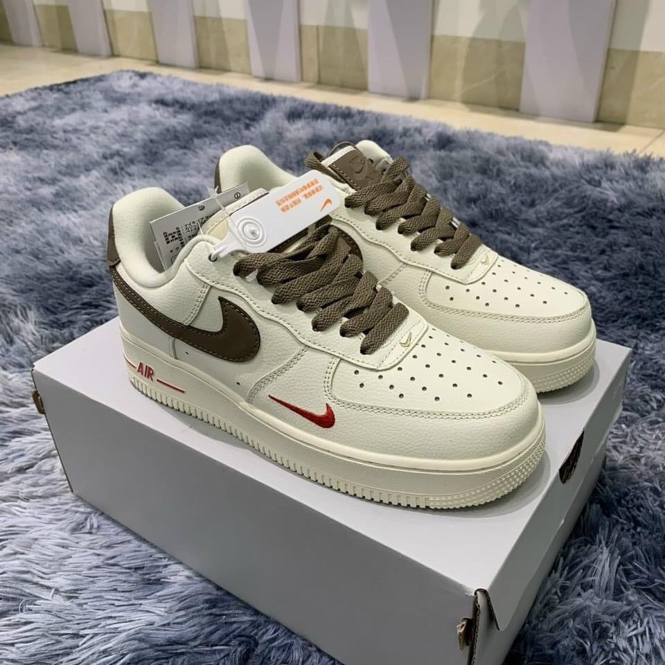 Giày thể thao AF1 vệt nâu, Giày sneaker air force 1 màu be vệt nâu nam nữ cực chất dễ phối đồ 2022