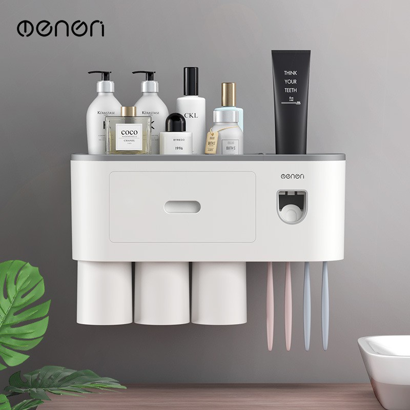 Kệ Phòng Tắm Thông Minh OENON Kèm Cốc, Bộ Nhả Kem Đánh Răng Tự Động Thông Minh (Sản Phẩm Đã Bao Gồm Miếng Dán)