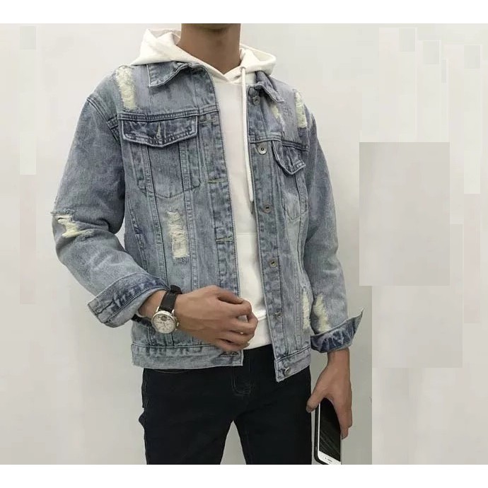 áO Khoác Jean Nam phong cách ÁO Bò Nam Jeans Đen và xám | BigBuy360 - bigbuy360.vn