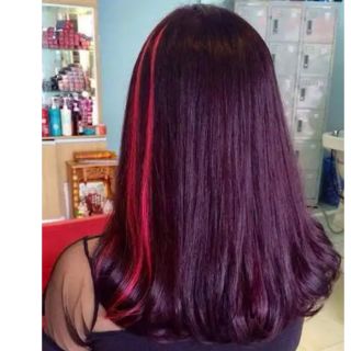 Thuốc nhuộm tóc màu đỏ ánh tím + tặng oxy trợ nhuộm và bao tay