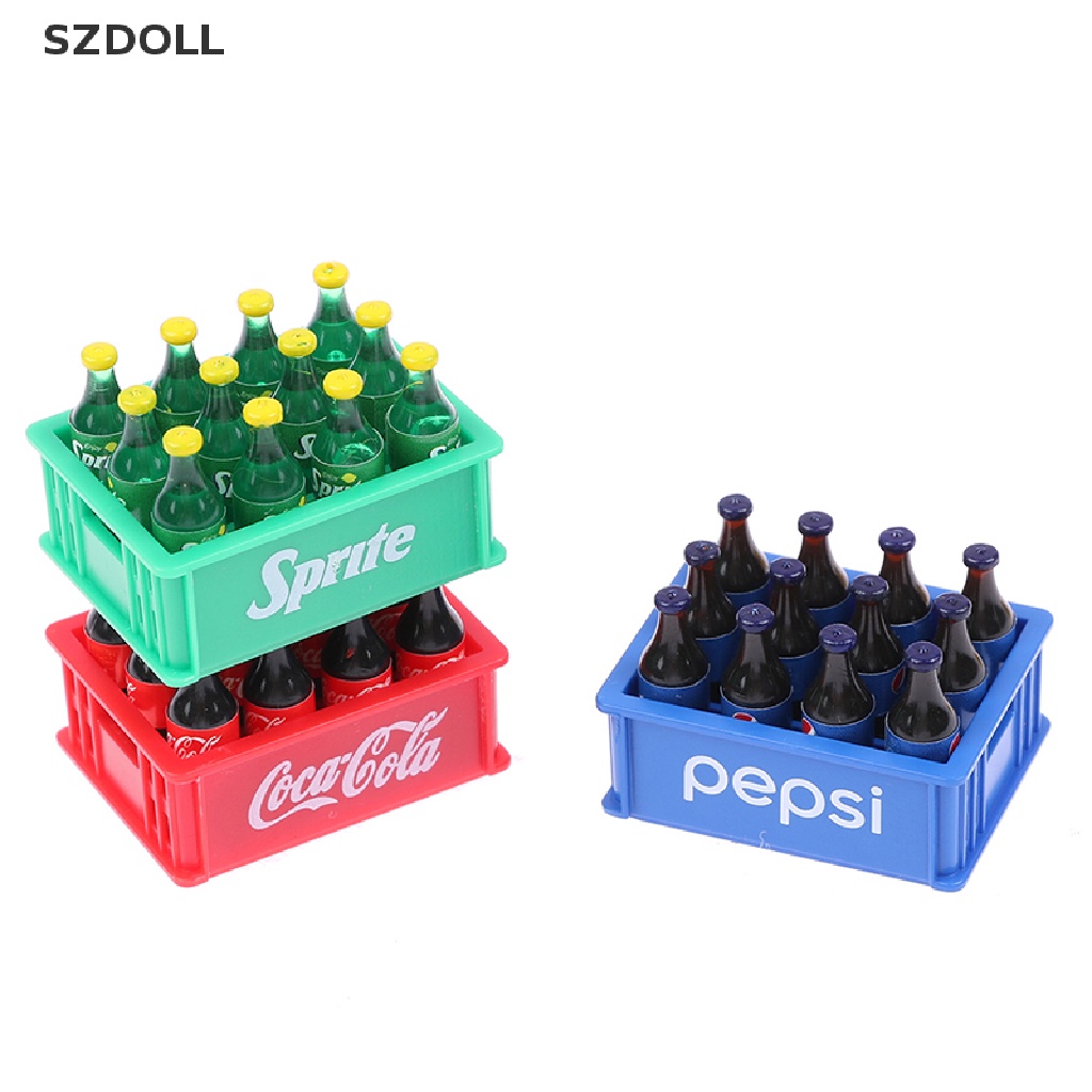 Bộ mô hình chai nước ngọt mini trang trí nhà búp bê tỉ lệ 1:12 DOM