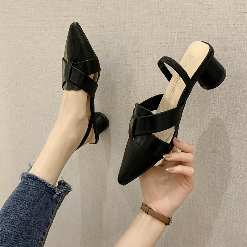 G33 giày sandal nữ mũi nhọn đan chéo xinh xắn trẻ trung mềm mại thoải mái phong cách Hàn Quốc
