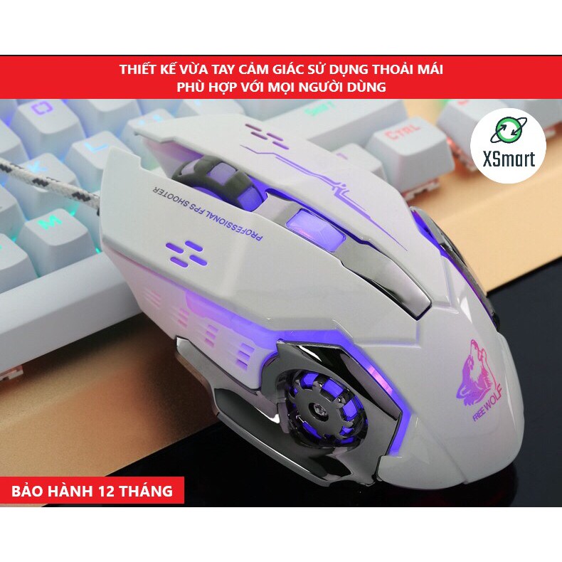 Chuột Game Có Dây FREE WOLF V5 LED 7 màu cực đẹp chuyên gaming, dây siêu bền, chỉnh được dpi | BigBuy360 - bigbuy360.vn