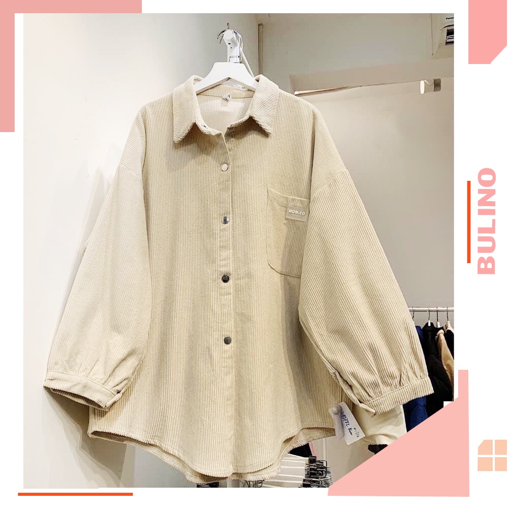[ HOT ] Áo Sơ Mi Nữ Nhung Form Rộng Tay Phồng Dài Kiểu Ulzzang Mềm Min Dễ Thương Bebe - M1002