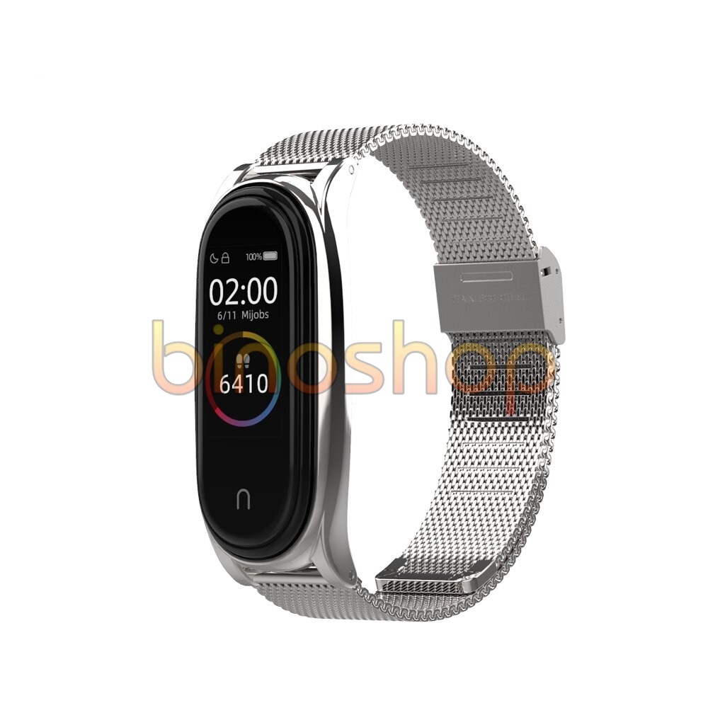 Dây đeo miband 6, miband 5 kim loại mắt lưới viền cong PLUS, dây đeo thay thế mi band 5, mi band 6 mắt lưới PLUS MIJOBS