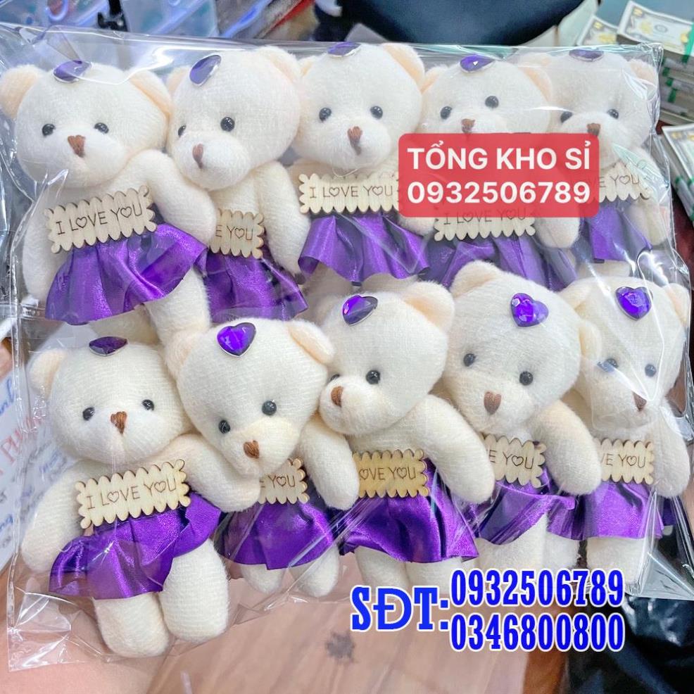 Combo 10 con gấu nữ mặc váy xinh xắn đủ màu 11 cm [ảnh thật]