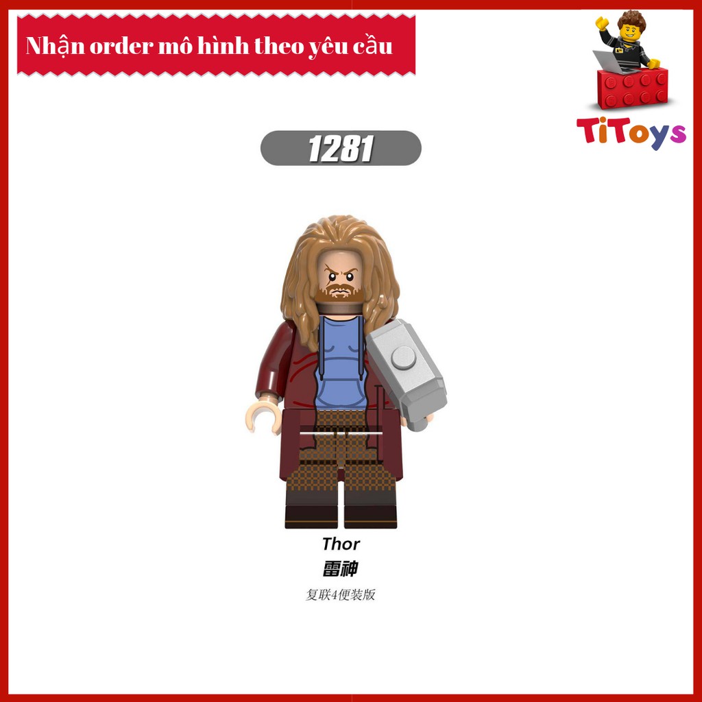 Minifigures Nhân vật siêu anh hùng End Game Captain America Thor Tony Stark Valkyrie -   Đồ chơi Lắp ghép Xếp hình X0260