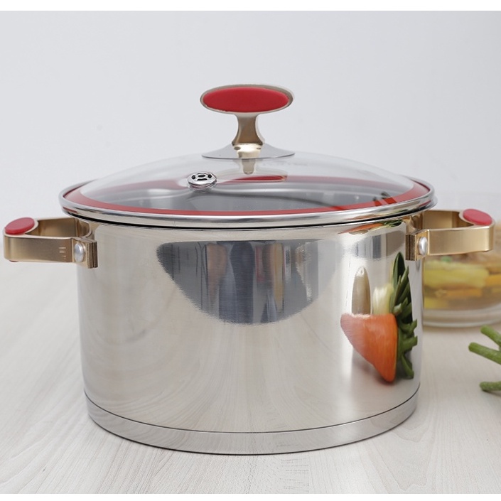 Xoong inox 304 cấu tạo 5 lớp đáy Elmich Red Velvet 22cm xuất xứ CH Séc